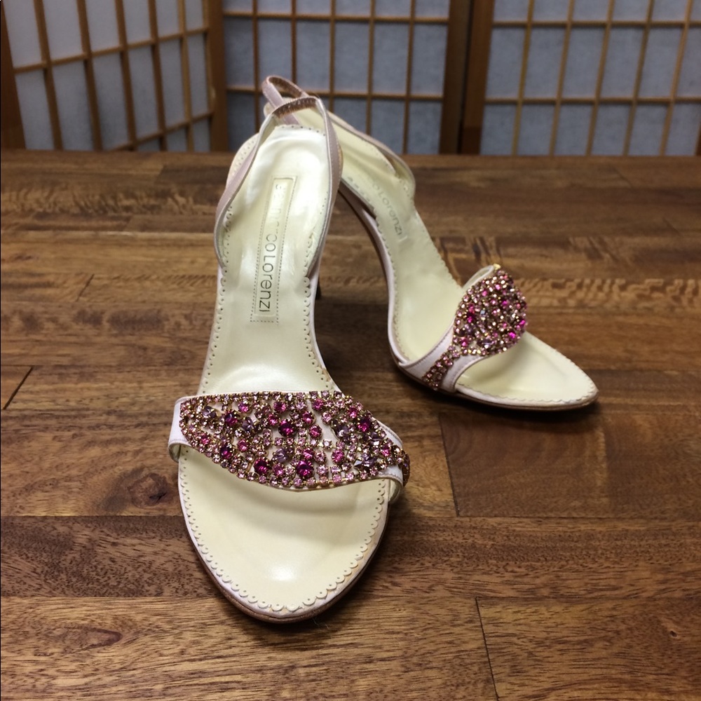 Lorenzi pink rhinestone studded sandal 38